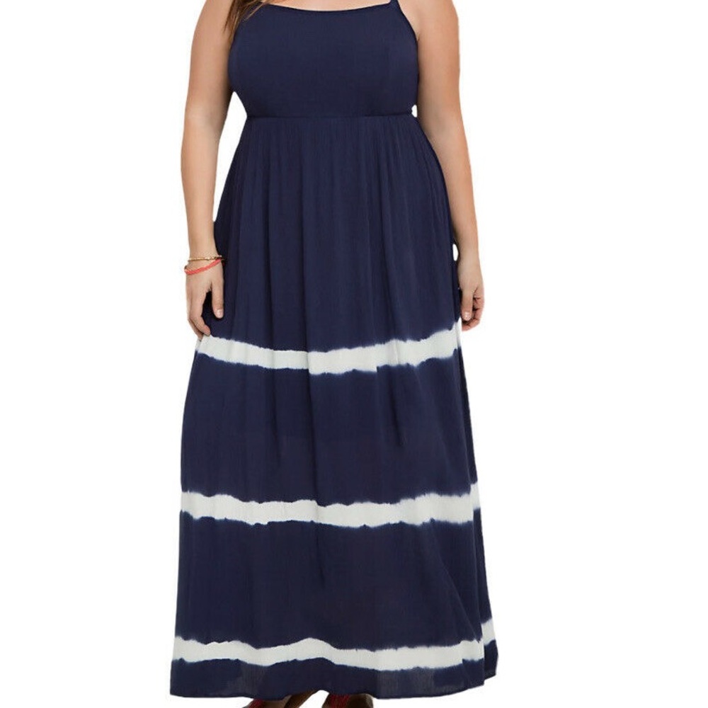 Torrid Tie Dye Gauze Maxi Dress Plus Sz 2 2XL Navy